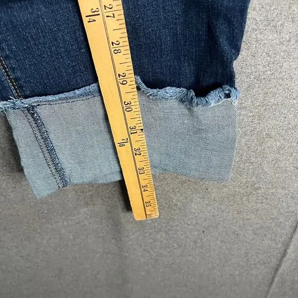 Susan Graver Stretch Denim Girlfriend Jean with Cuff Deep Indigo, Plus Petite 18 - Picture 5 of 10